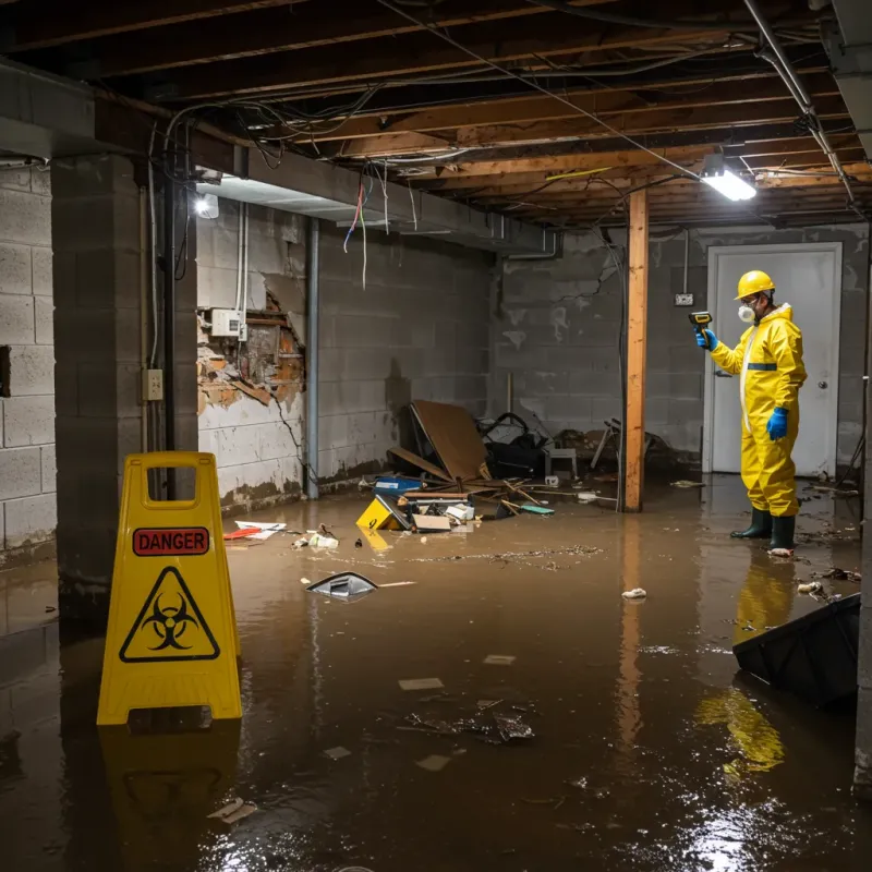 Flooded Basement Electrical Hazard in Shawano, WI Property